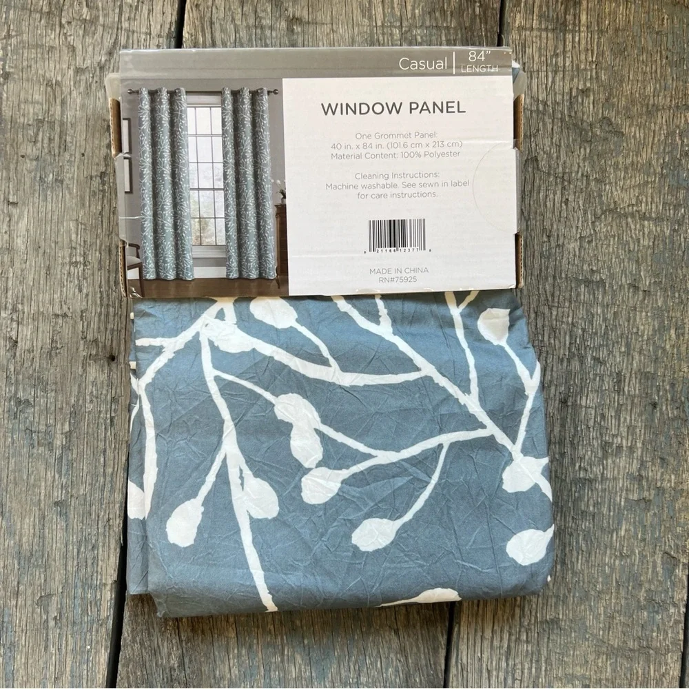 HOME STYLE Branches Grommet Curtain Panel Blue 40 in x 84 in NEW NWT